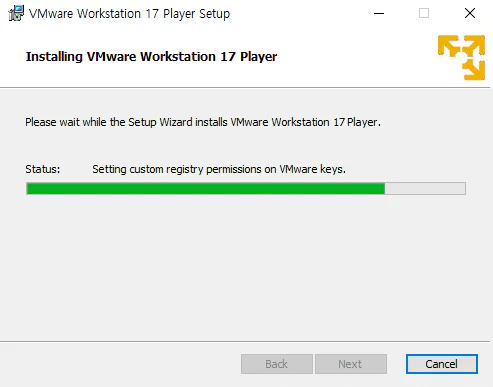 VMware Player 셋업 중